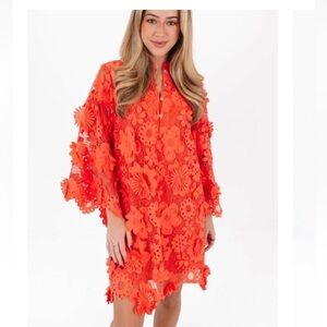 NWT J.Marie 3D Lace The Seraphina Mini coral color . Dress ,Size  L